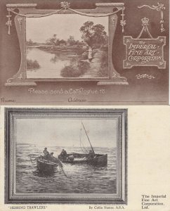 Herring Trawlers Art Gallery 2x Advertising Painting Postcard s
