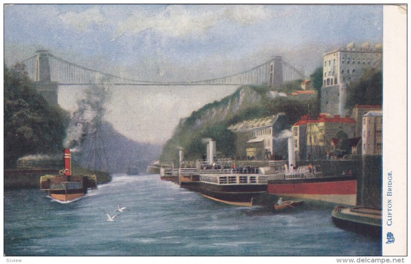 BRISTOL, England, 1900-1910's; Clifton Bridge, Ships