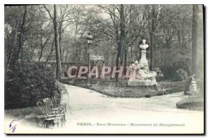 Postcard Old Paris Parc Monceau Monument de Maupassant