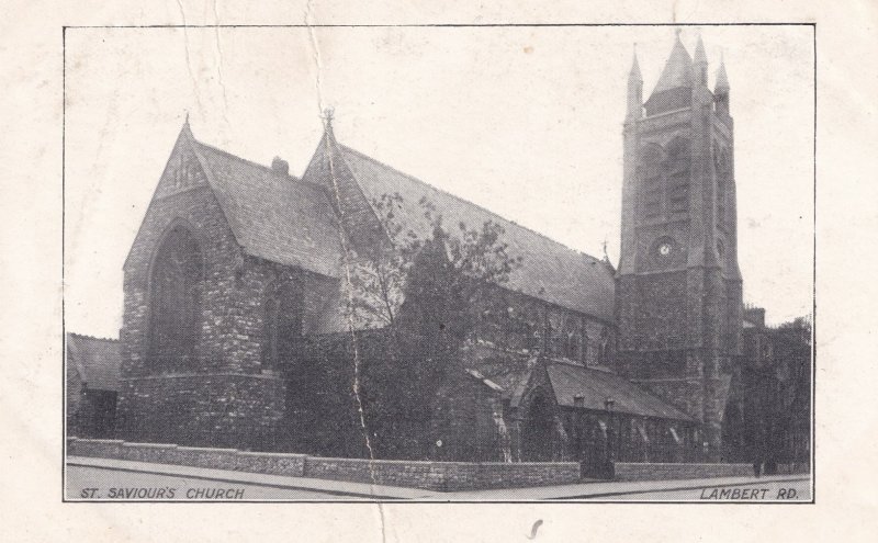 St Saviours Church Lambert Road Brixton Antique Plain Back Worn Postcard