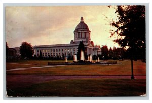 Vintage 1956 Postcard Fountain State Capitol Building Olympia Washington
