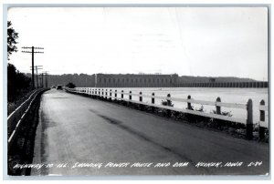 Keokuk Iowa IA Postcard RPPC Photo Highway Showing Power House And Dam 1948