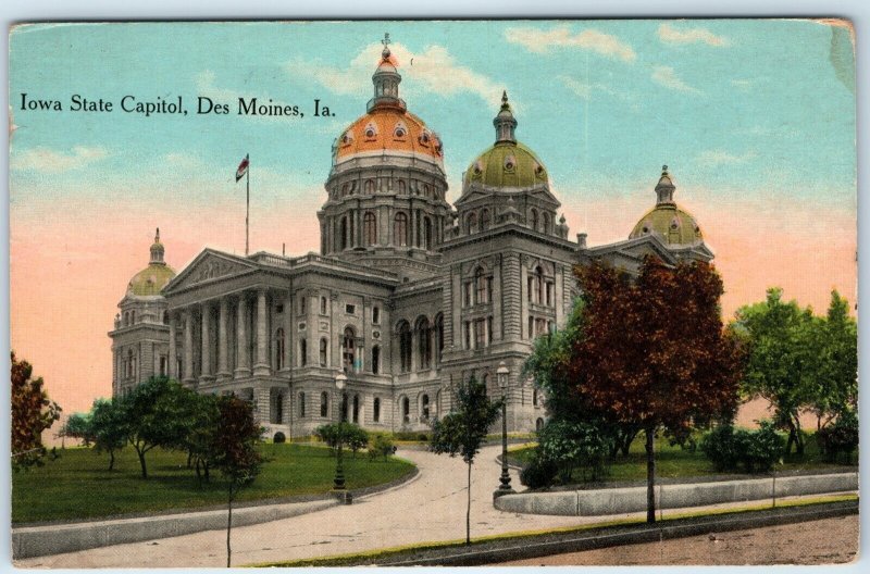 c1910s Des Moines IA State Capitol Building Driveway Streetlamp Enos B Hunt A274