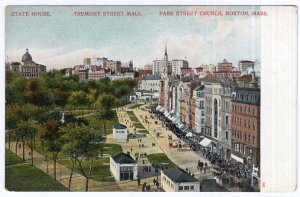 Boston, Mass, State House, Tremont Street Mall, Park Street Church