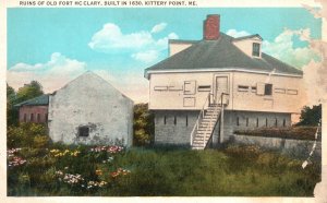 Vintage Postcard 1920's Ruins Old Fort McClary Built in 1630 Kittery Point Maine