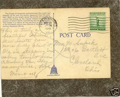 WASHINGTON DC 1941 CHAPEL CHURCH Postcard
