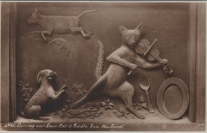 Hampshire Postcard - Carving Over Door, Cat & Fiddle Inn, New Forest  SW16989