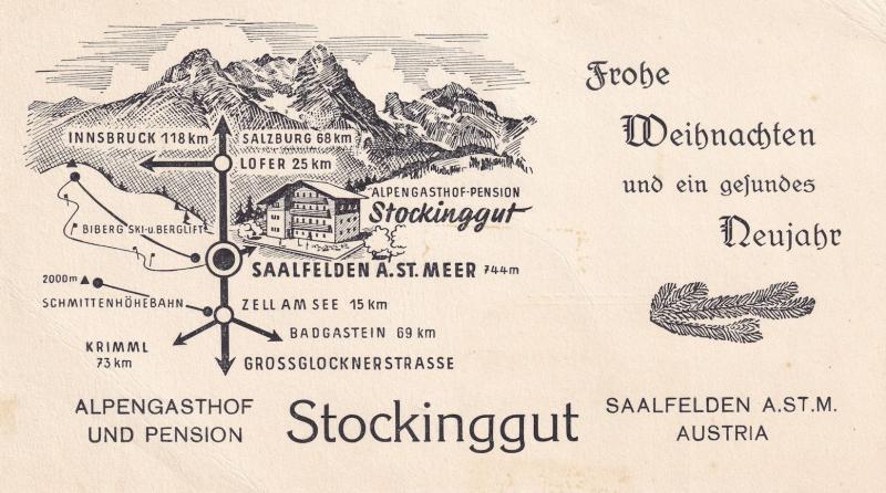 Saalfenden Map Signs Austria Alpengasthof Und Pension Hotel Ephemera