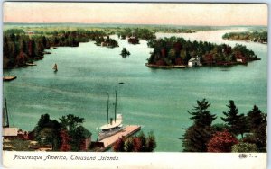 c1910s Thousand Islands Ontario Birds Eye View Picturesque America Postcard A118