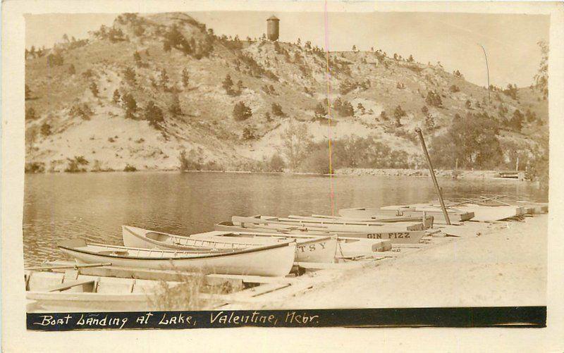 Boat Landing Lake Valentine Nebraska RPPC real photo postcard 12005