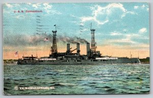 US Navy  Battleship  U.S.S. Connecticut Flagship of Great Fleet Postcard  1912
