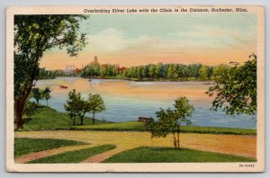 MN Overlooking Silver Lake with Clinic in the Distance Minnesota Postcard I27