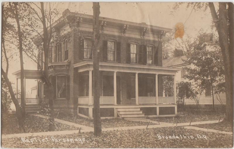 New York NY Real Photo RPPC Postcard 1915 BROADALBIN Baptist Parsonage 