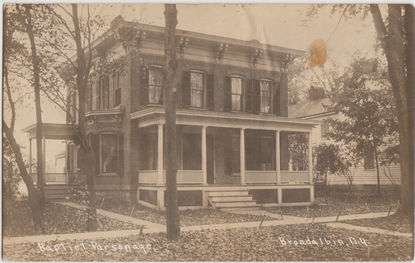 New York NY Real Photo RPPC Postcard 1915 BROADALBIN Baptist Parsonage