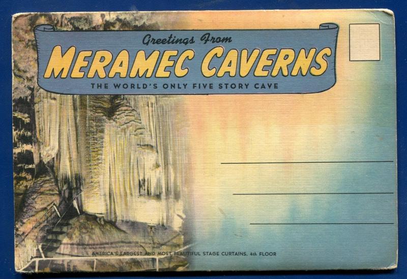 Meramec Caverns Cave Five Story Missouri mi postcard folder