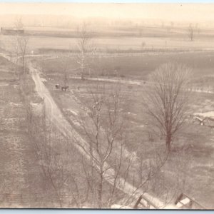 c1910s Beautiful Farm Birds Eye RPPC Horse Carriage Homestead Real Photo PC A139