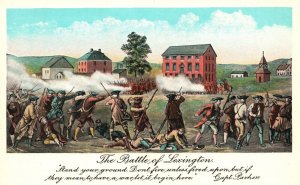 Vintage Postcard The Battle of Lexington Battle Ground Lexington Massachusetts