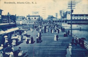  1910 Divided Boardwalk Atlantic City Cyanotype Postcard 