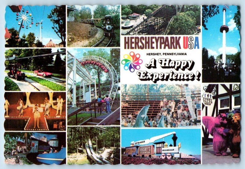 c1960 Hershey Pennsylvania Vintage Postcard Park Happy Experience Chocolate Town