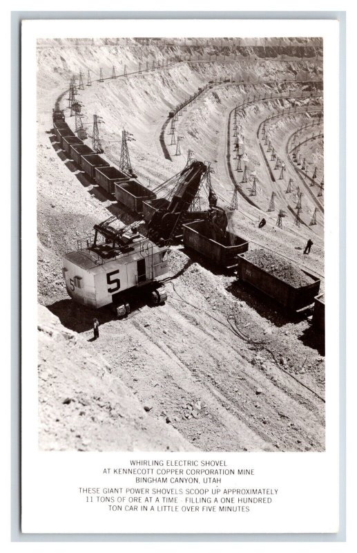 RPPC Whirling Electric Shovel Kennescot Mine Bingham Canyon UT UNP Postcard S6