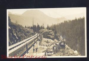 RPPC ALBERT CANYON BRITISH COLUMBIA RAILROAD TRAIN DEPOT REAL PHOTO POSTCARD