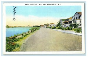 1938 Shore Cottages, West End, Misquamicut, Rhode Island, RI Postcard