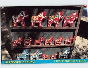 Postcard Dala Horse Display Little Sweden Lindsborg Kansas USA