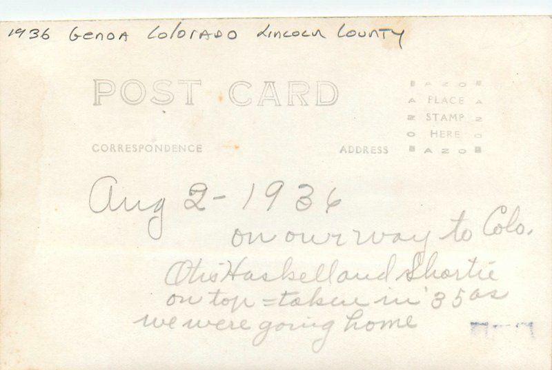 1936 Genoa Colorado Lincoln County Tower RPPC real photo postcard 12286
