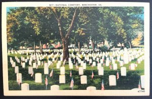 Vintage Postcard 1944 National (Civil War) Cemetery, Winchester, Virginia