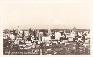 Seattle and Mt Rainier Washington Real Photo