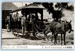 Matamoros Tamaulipas Mexico Postcard Carrito Urbano Horse Trolley Car c1910