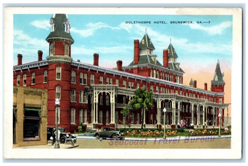 c1920 Oglethorpe Hotel Classic Cars Exterior Building Brunswick Georgia Postcard