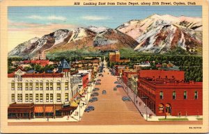 East from Union Depot 25th Street Ogden Utah Postcard Soldier Mail WW2 Turek 545