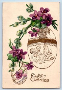 Easter Postcard Greetings Eggs Flowers Embossed Smith Falls Ontario 1908 Antique