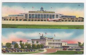 Terminal Washington National Airport DC 1951 linen postcard