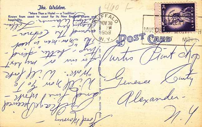 The Weldon Hotel - Greenfield MA, Massachusetts - pm 1959 - Linen