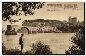 Old Postcard Avignon Pont St Benezet and the Rhone