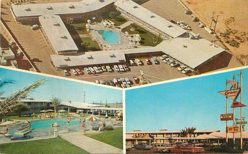 Caravan Inn Mojave Desert California Lancaster Postcard Jensen Dexter 3267 pool