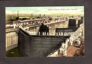 Panama Sailors Military Visiting Gaton Locks Panamania Postcard