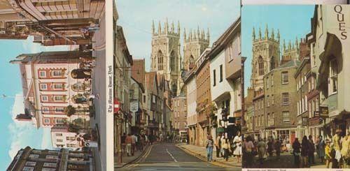 Petergate York + Mansion House 3x Mint Postcard incl Restaurant Art Shop Hotel