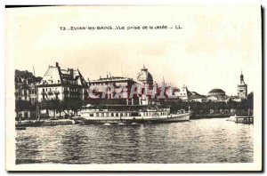 Old Postcard Evian Les Bains View from the boat Jetee