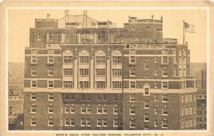 Atlantic City New Jersey 1920s Postcard Ship's Deck Atop Colton Manor Hotel