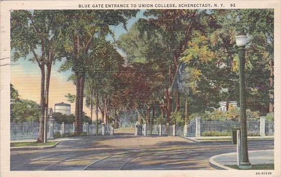 New York Schenectady Blue Gate Entrance To Union College 1942