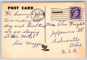 Cobourg Ont Canada~Frank's Tourist Camp~Motel~Gas Station~Free Air~1957 B&W PC