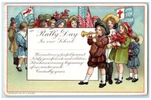 1911 Rally Day In School Children Flags Syracuse New York NY Antique Postcard