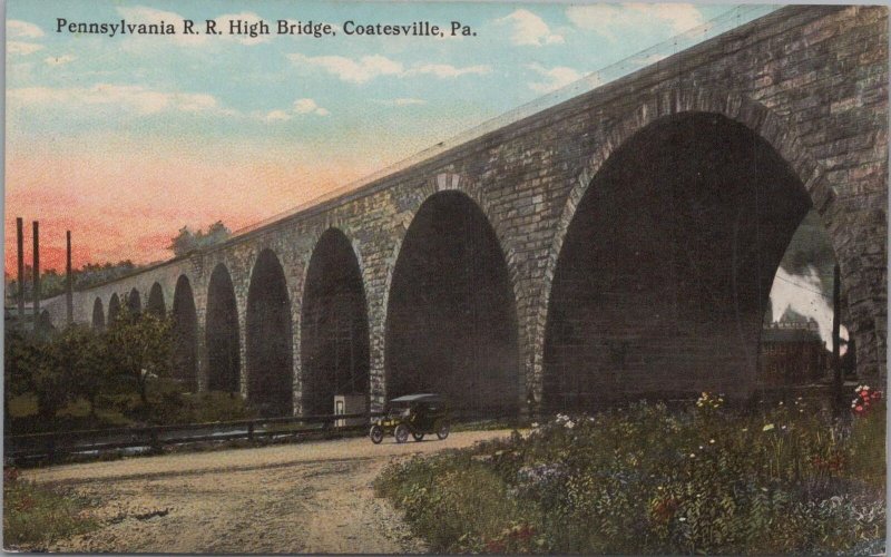 Postcard Pennsylvania Railroad High Bridge Coatesville PA