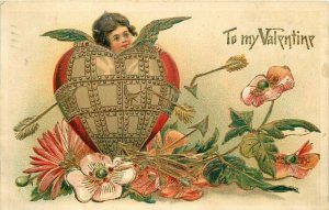 Artist impression Cupid Heart Valentine #113  Flowers1908 Postcard 20-11481
