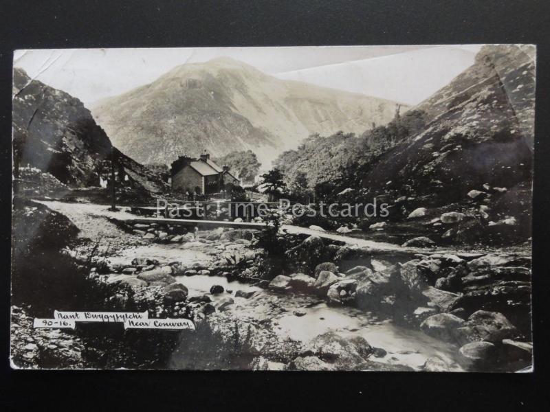 North Wales DWYGYFYLCHI nr Conway FOOTBRIDGE & RIVER c1907 RP by K.B. Ltd