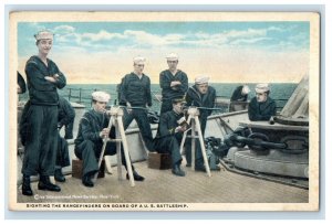 c1920s Sighting The Rangefinders on Board Of A US Battleship Unposted Postcard