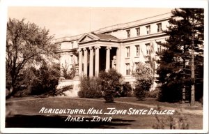 Real Photo Postcard Agricultural Hall at Iowa State College in Ames, Iowa